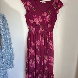 Rewind Burgundy Floral Maxi Dress